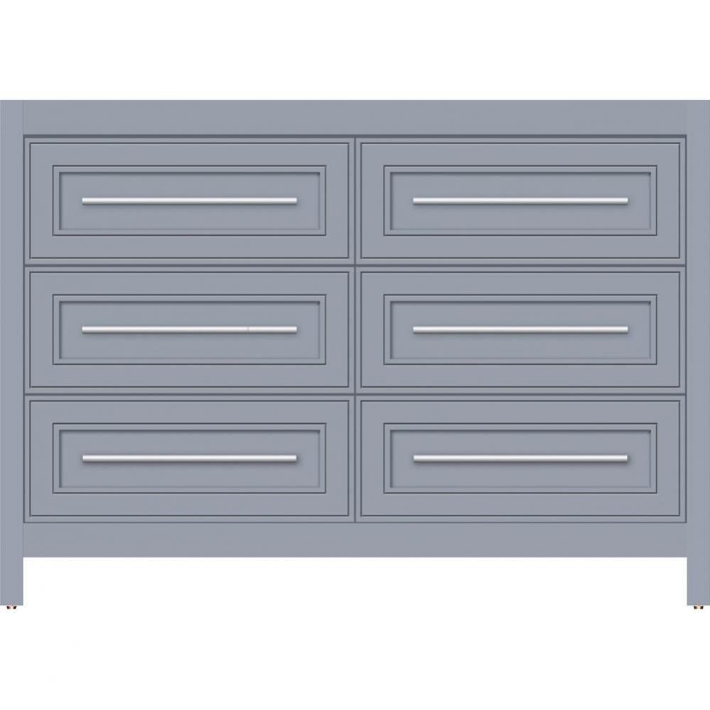 48 X 18.5 X 34.5 Belltown Vanity Deco Miter Sat Silver 6 Drw