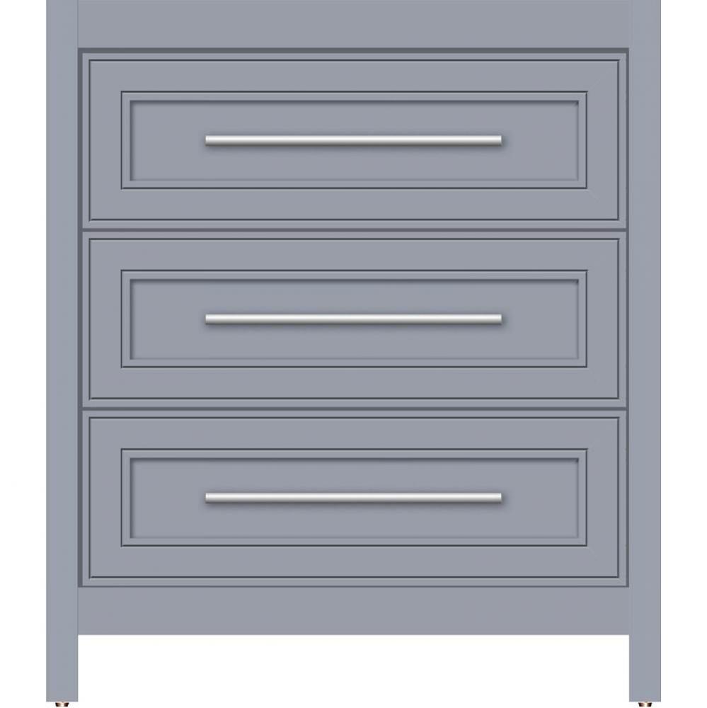 30 X 21 X 34.5 Belltown Vanity Deco Miter Sat Silver 3 Drw