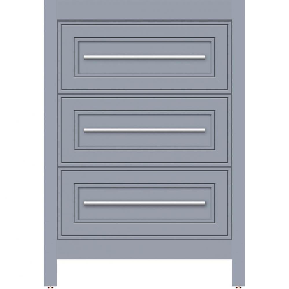 24 X 18.5 X 34.5 Belltown Vanity Deco Miter Sat Silver 3 Drw