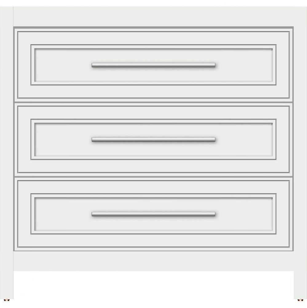 36 X 21 X 34.5 Belltown Vanity Deco Miter Powder Grey 3 Drw