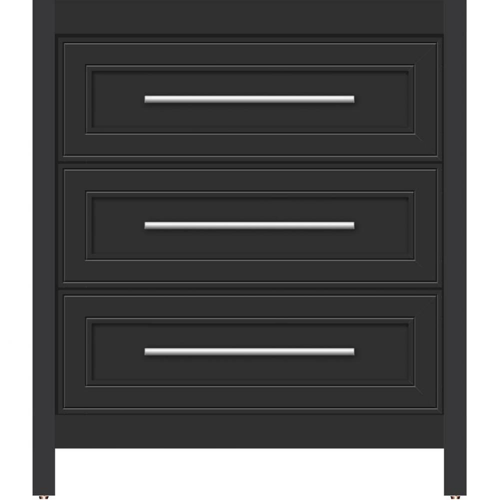 30 X 21 X 34.5 Belltown Vanity Deco Miter Sat Black 3 Drw
