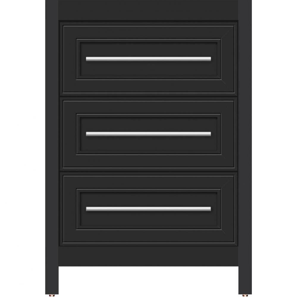 24 X 18.5 X 34.5 Belltown Vanity Deco Miter Sat Black 3 Drw