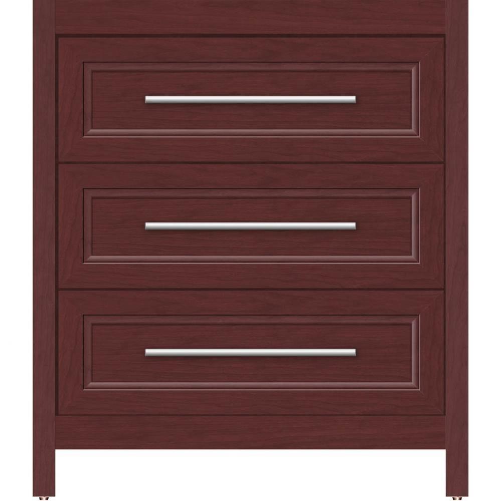 30 X 21 X 34.5 Belltown Vanity Ogee Miter Dk Cherry 3 Drw