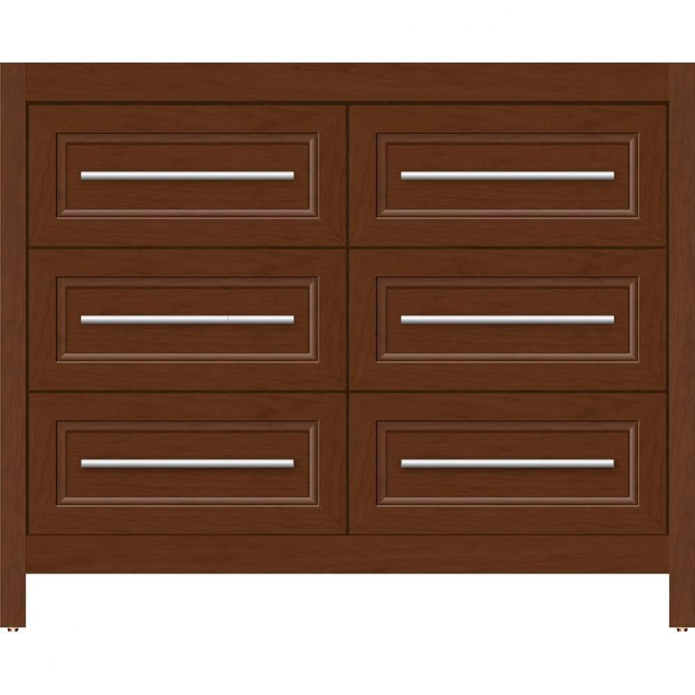 42 X 18.5 X 34.5 Belltown Vanity Ogee Miter Pecan Cherry 6 Drw