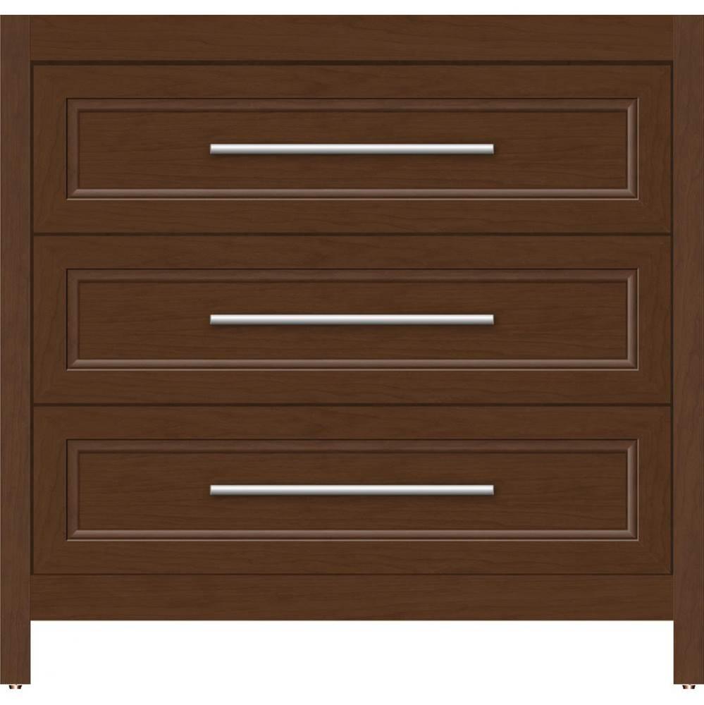 36 X 21 X 34.5 Belltown Vanity Ogee Miter Pecan Cherry 3 Drw