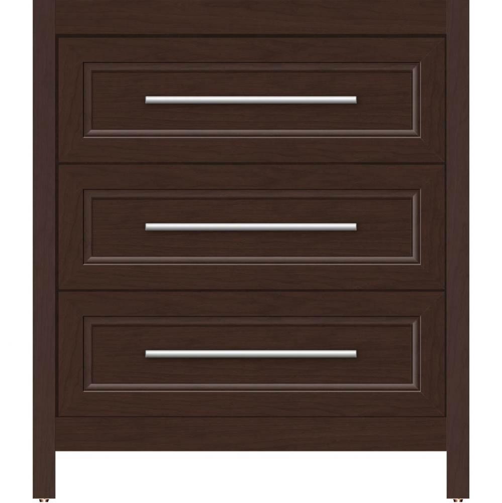 30 X 18.5 X 34.5 Belltown Vanity Ogee Miter Choc Cherry 3 Drw