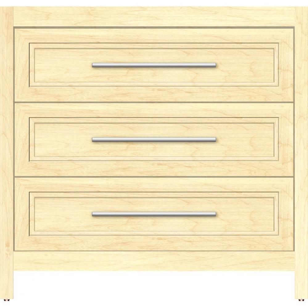 36 X 18.5 X 34.5 Belltown Vanity Ogee Miter Nat Maple 3 Drw