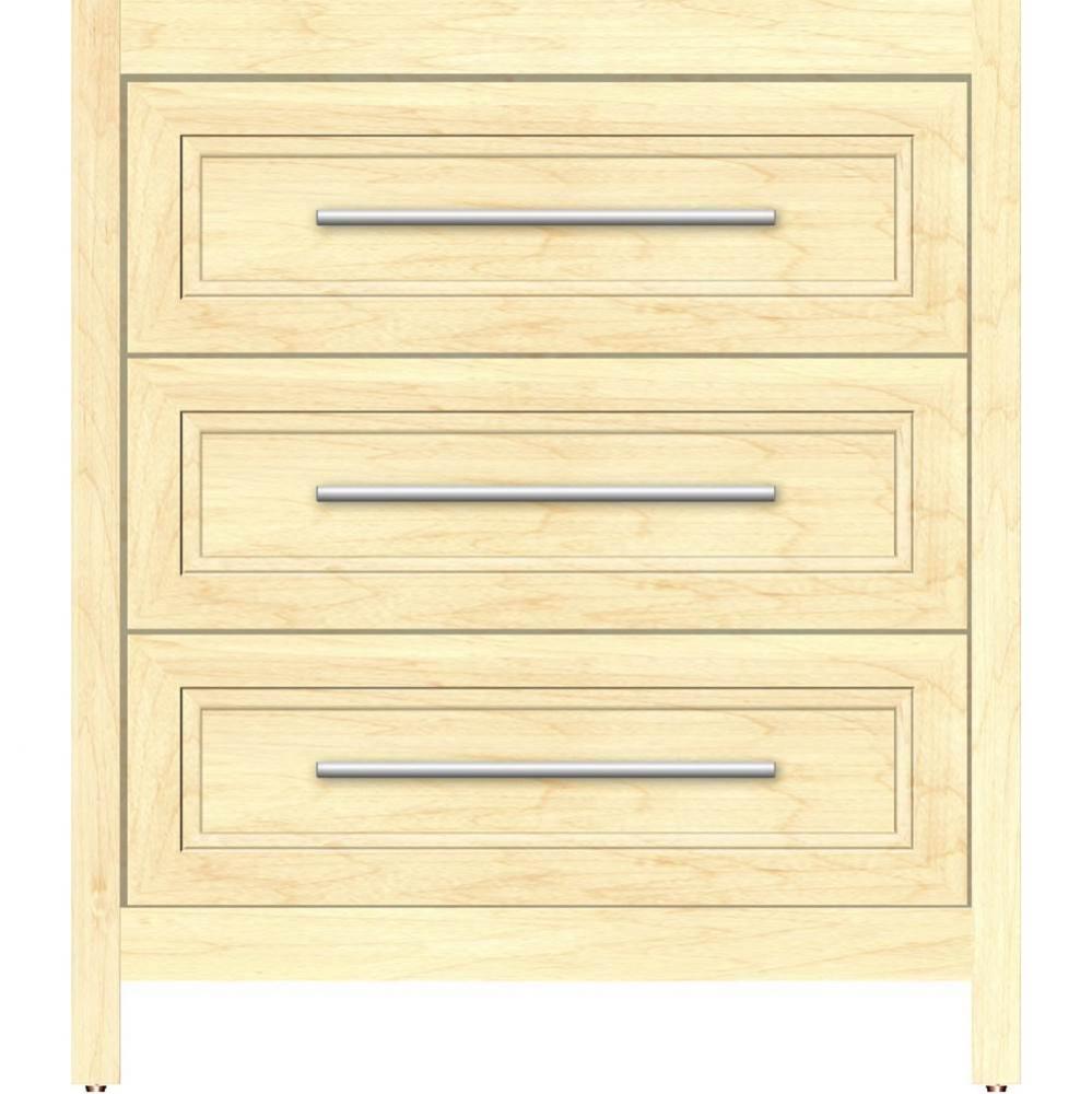 30 X 18.5 X 34.5 Belltown Vanity Ogee Miter Nat Maple 3 Drw