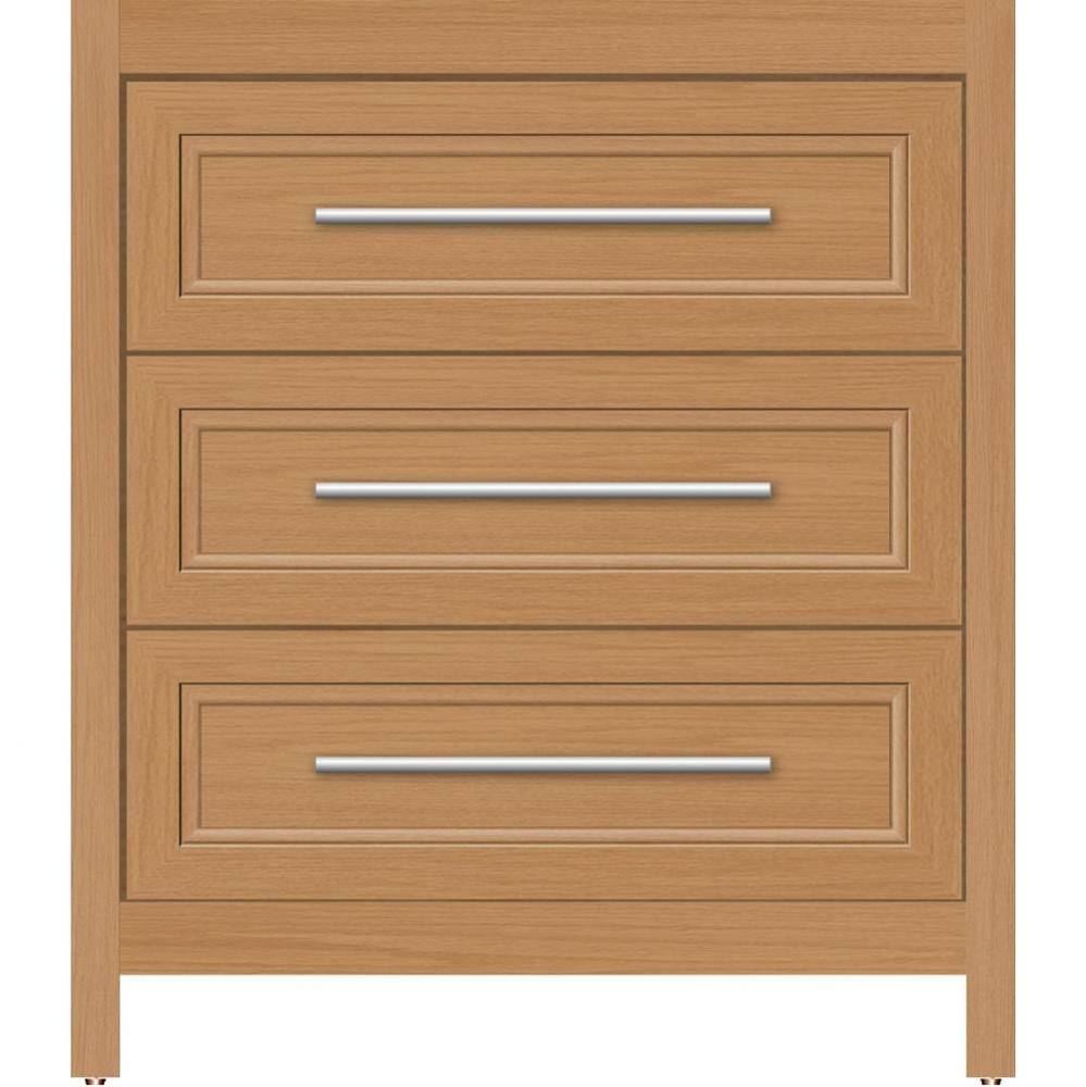 30 X 21 X 34.5 Belltown Vanity Ogee Miter Nat Oak 3 Drw