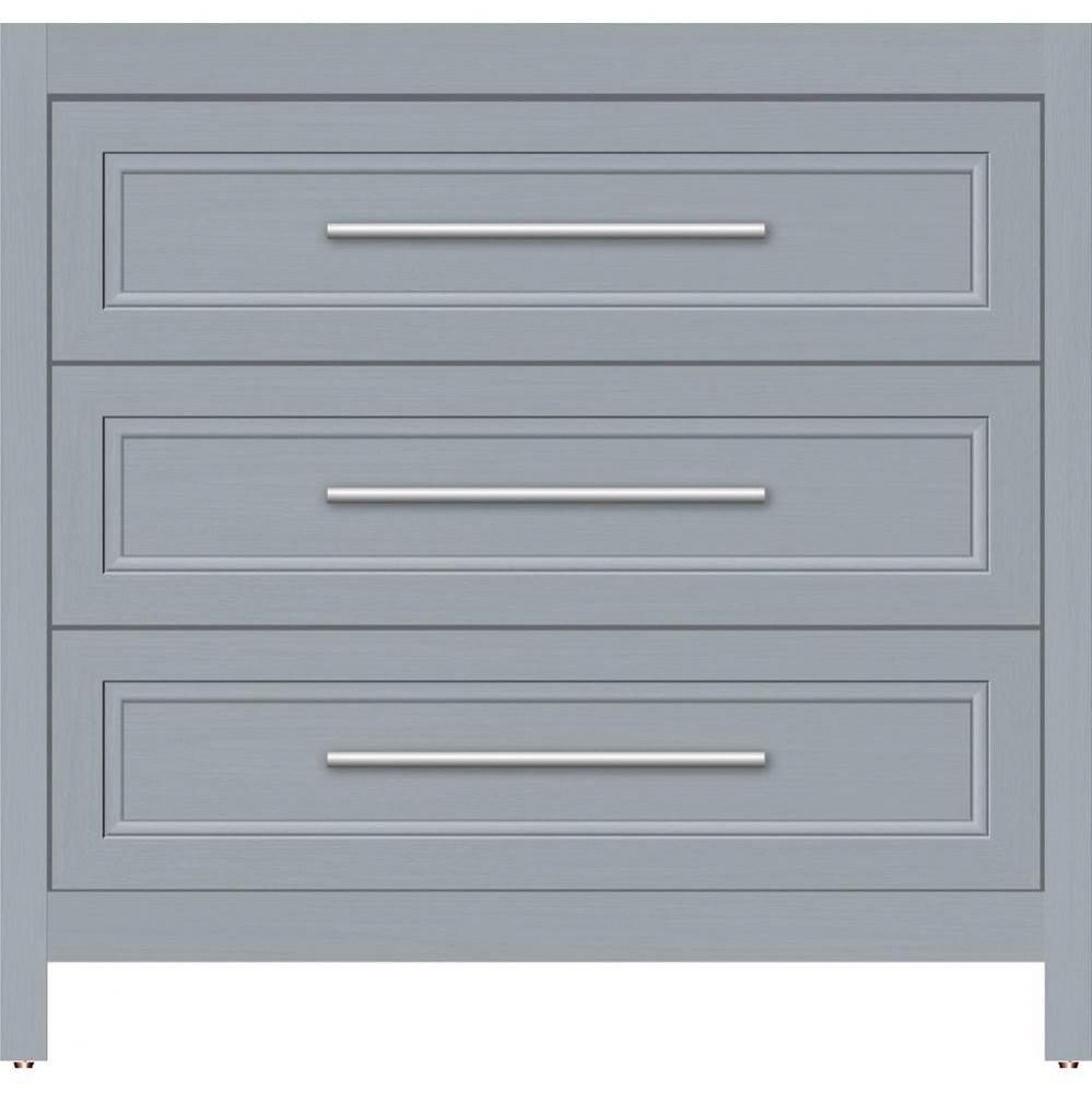 36 X 21 X 34.5 Belltown Vanity Ogee Miter Silver Oak 3 Drw