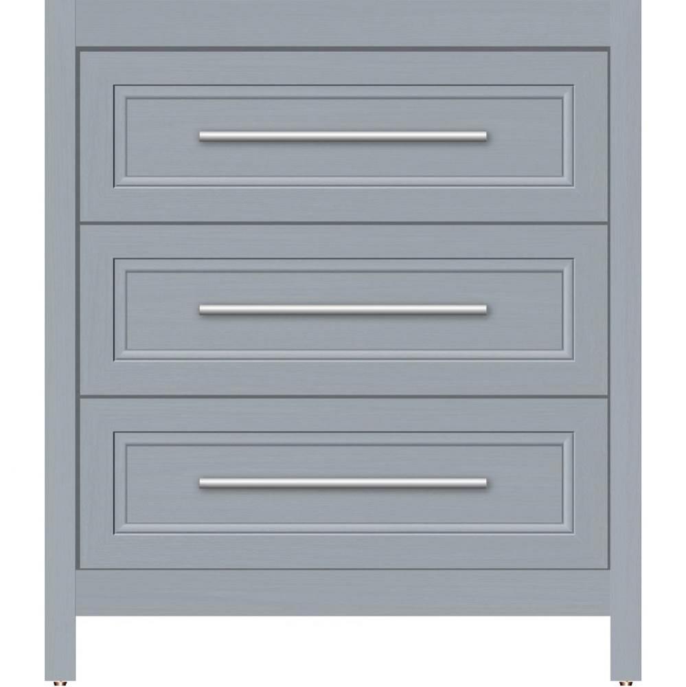 30 X 21 X 34.5 Belltown Vanity Ogee Miter Silver Oak 3 Drw