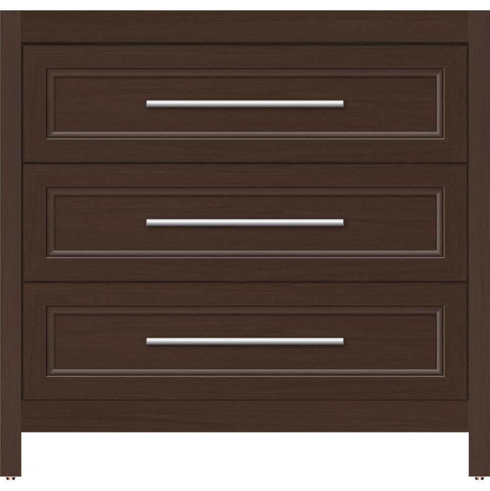 36 X 21 X 34.5 Belltown Vanity Ogee Miter Choc Oak 3 Drw