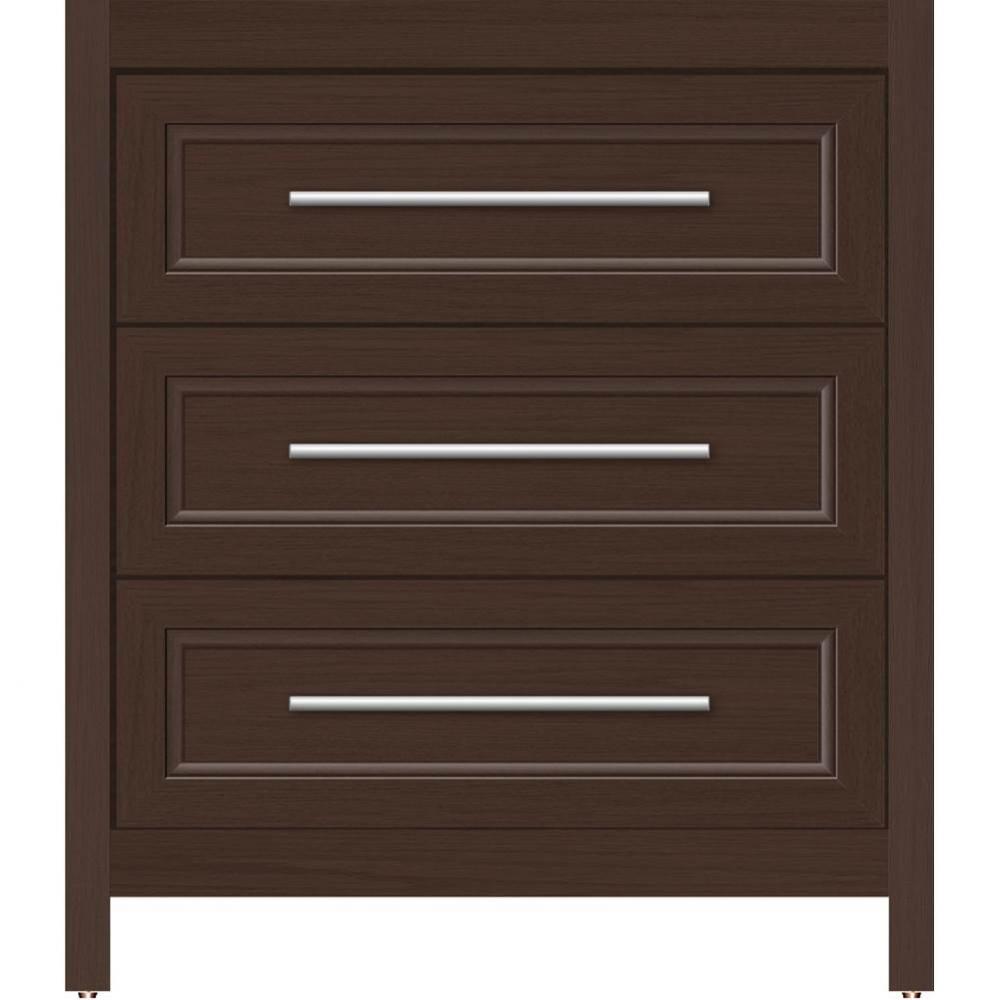 30 X 18.5 X 34.5 Belltown Vanity Ogee Miter Choc Oak 3 Drw