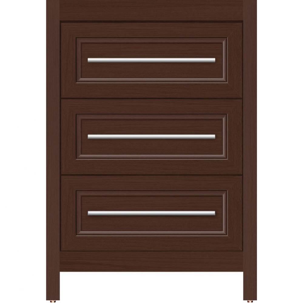 24 X 21 X 34.5 Belltown Vanity Ogee Miter Choc Oak 3 Drw