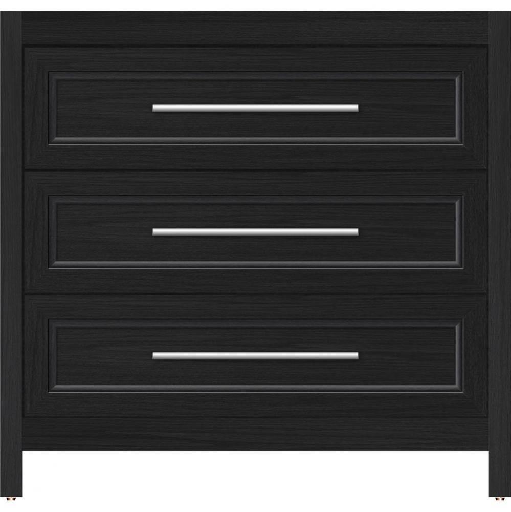 36 X 21 X 34.5 Belltown Vanity Ogee Miter Midnight Oak 3 Drw