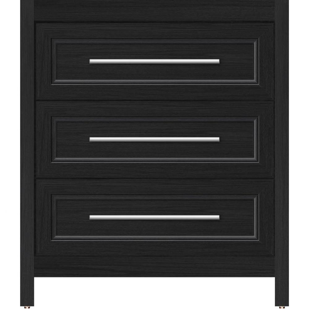 30 X 21 X 34.5 Belltown Vanity Ogee Miter Midnight Oak 3 Drw