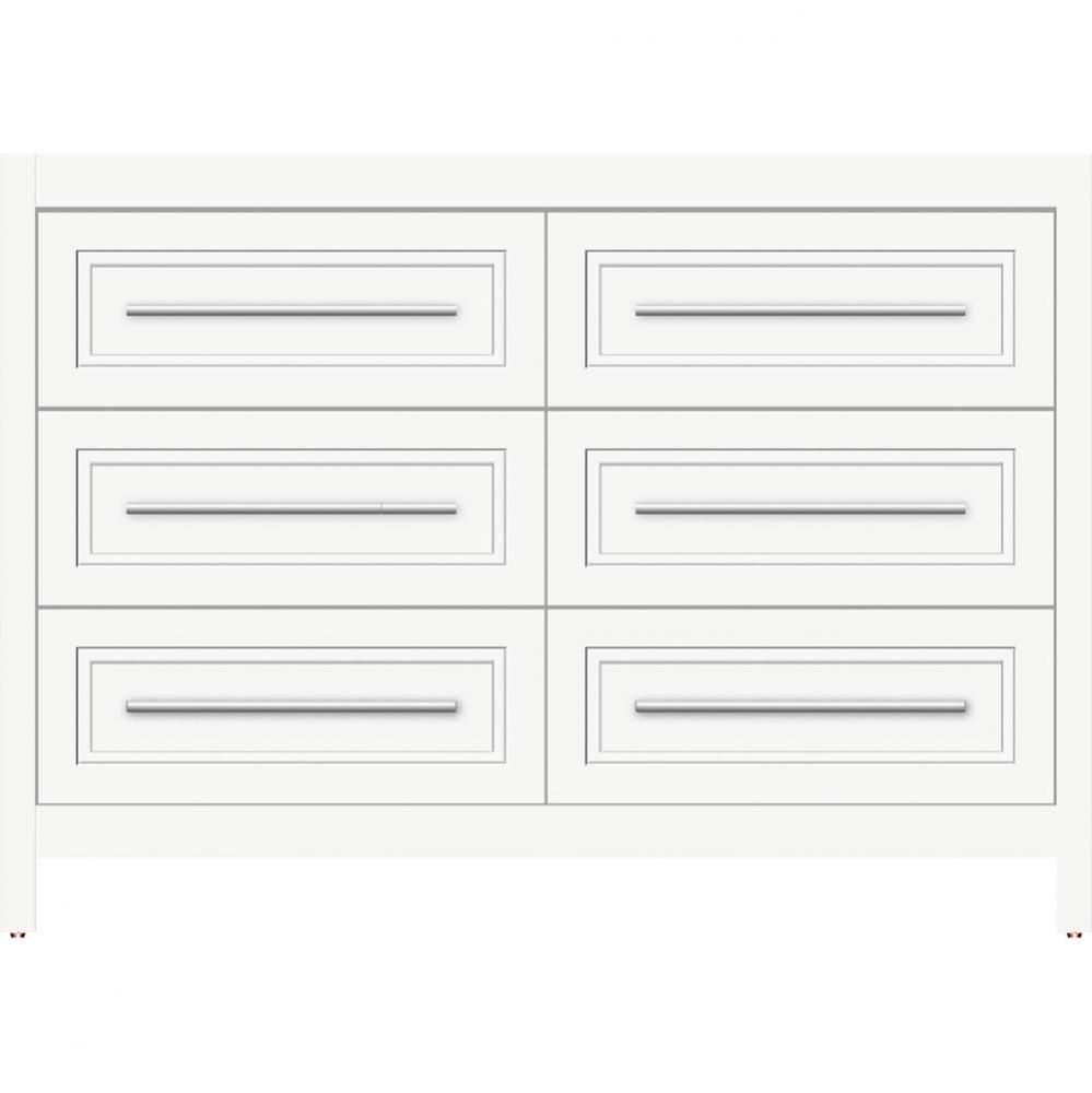 48 X 21 X 34.5 Belltown Vanity Ogee Miter Sat White 6 Drw