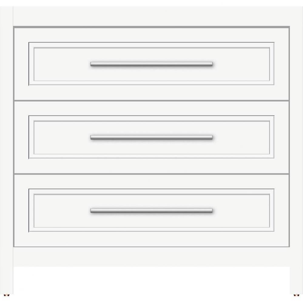 36 X 21 X 34.5 Belltown Vanity Ogee Miter Sat White 3 Drw