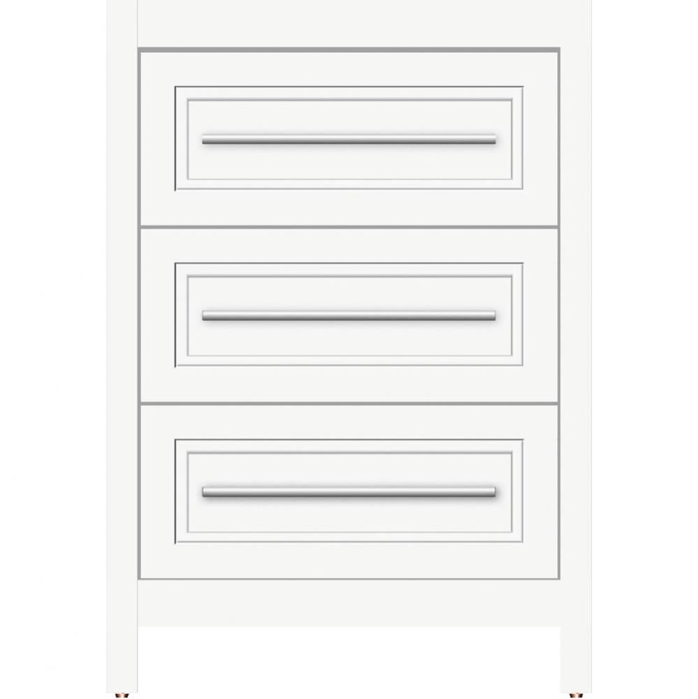 24 X 21 X 34.5 Belltown Vanity Ogee Miter Sat White 3 Drw