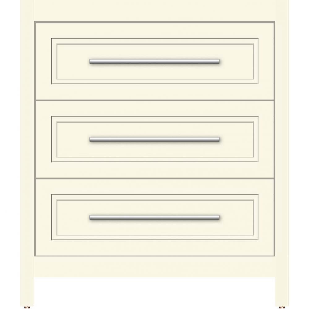 30 X 18.5 X 34.5 Belltown Vanity Ogee Miter Sat Biscuit 3 Drw