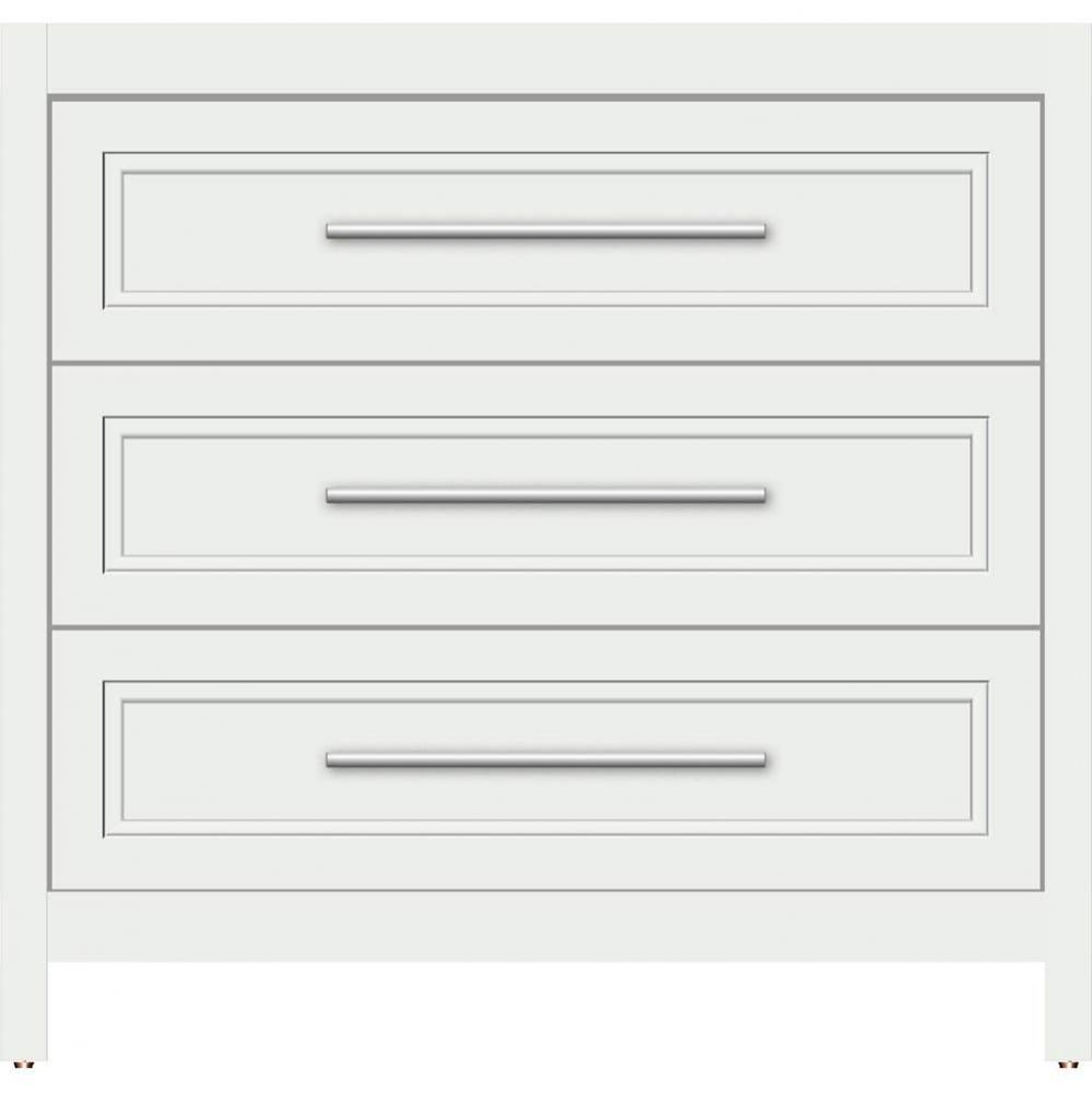 36 X 21 X 34.5 Belltown Vanity Ogee Miter Powder Grey 3 Drw