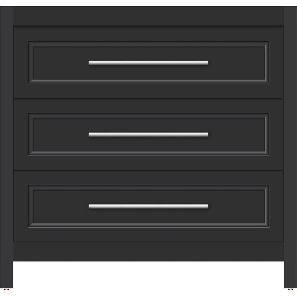 36 X 21 X 34.5 Belltown Vanity Ogee Miter Sat Black 3 Drw