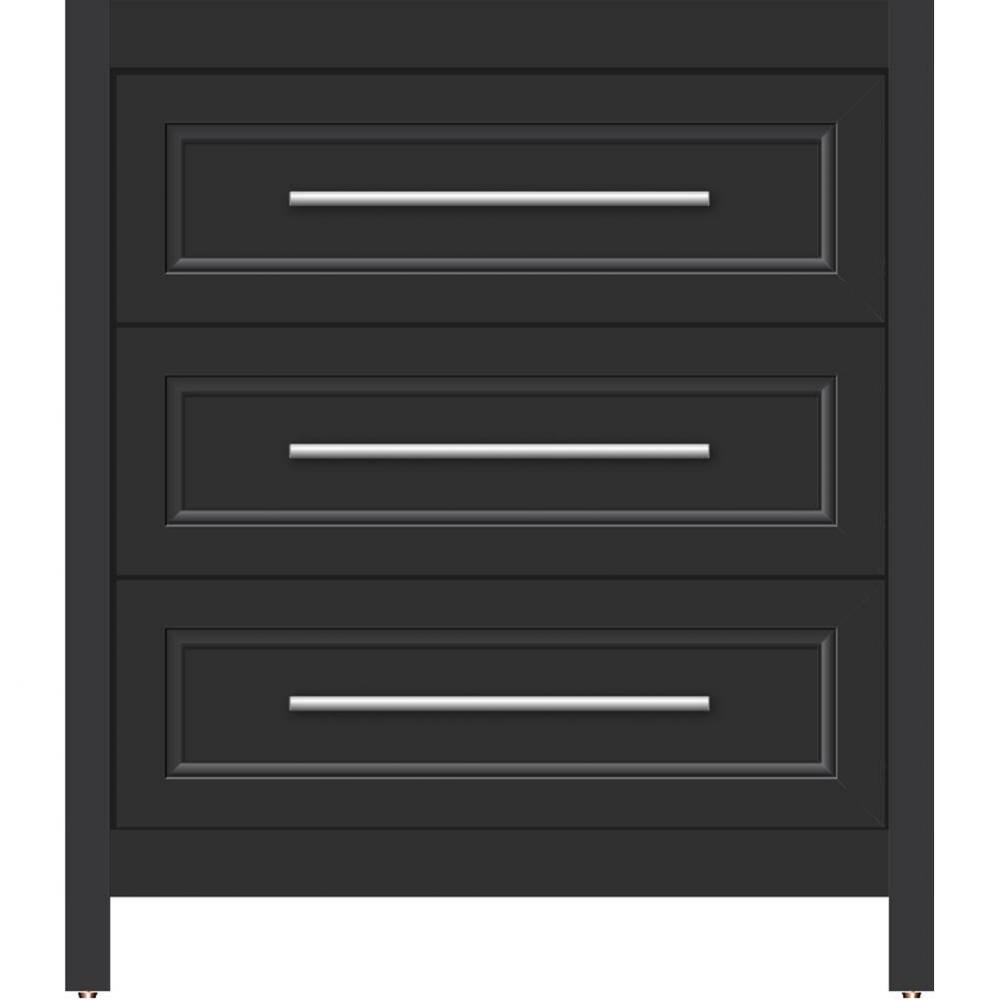 30 X 21 X 34.5 Belltown Vanity Ogee Miter Sat Black 3 Drw