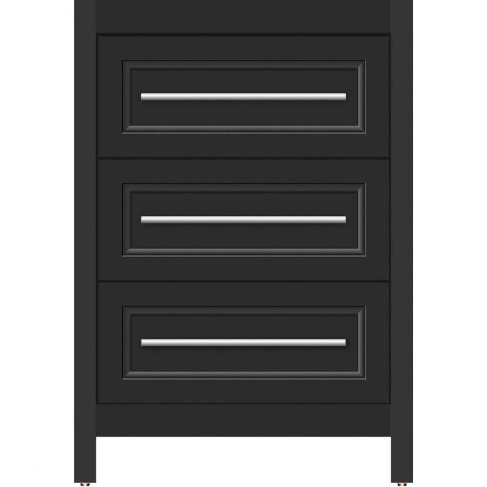 24 X 21 X 34.5 Belltown Vanity Ogee Miter Sat Black 3 Drw