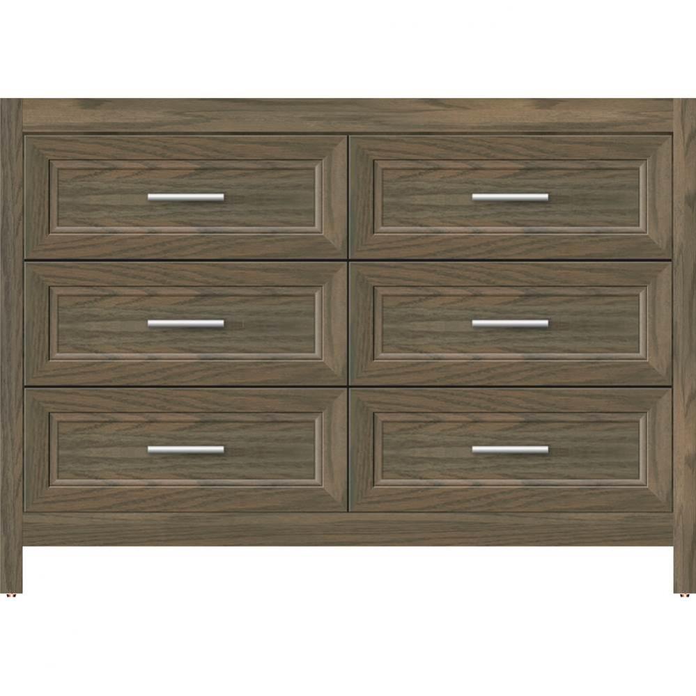 48 X 18.5 X 34.5 Belltown Vanity Ogee Miter Dusky Oak 6 Drw
