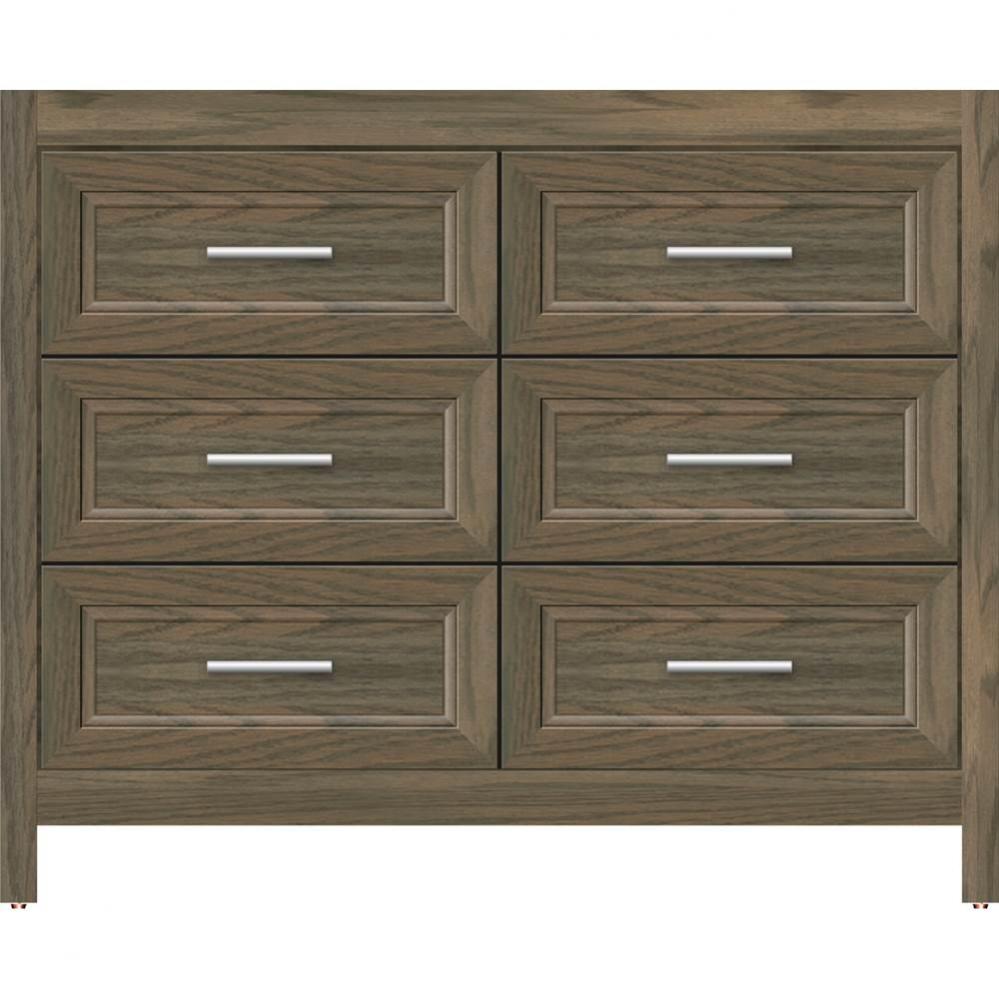 42 X 21 X 34.5 Belltown Vanity Ogee Miter Dusky Oak 6 Drw