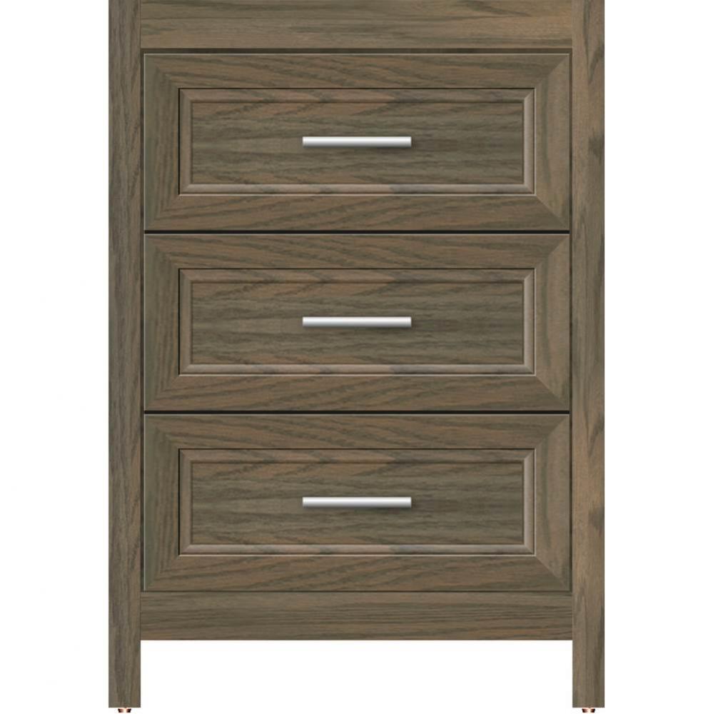 24 X 21 X 34.5 Belltown Vanity Ogee Miter Dusky Oak 3 Drw
