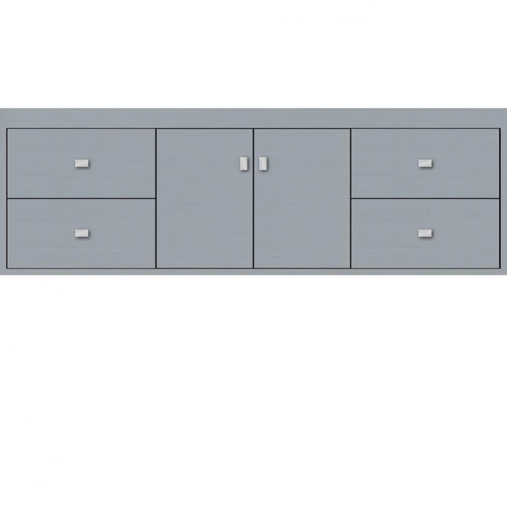 60 X 18.5 X 19.75 Sodo Inset Wall Mount Vanity Slab Silver Oak Sb