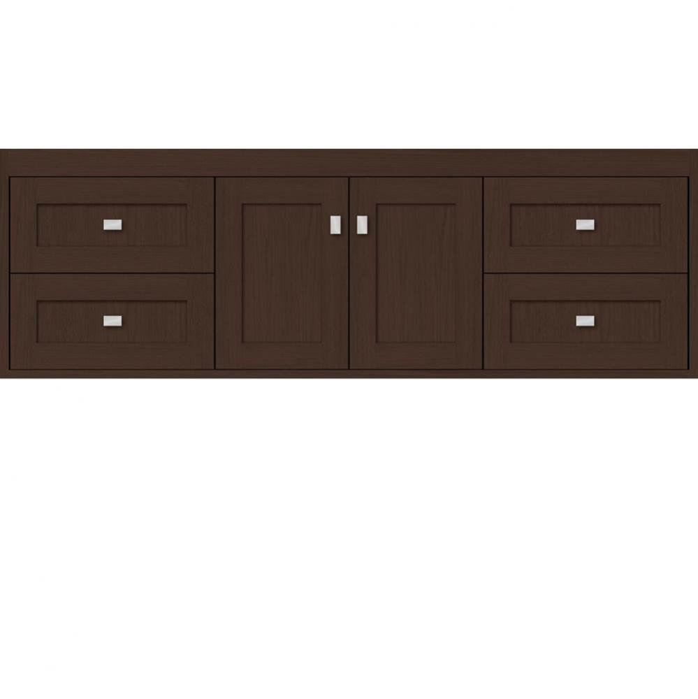 60 X 21 X 19.75 Sodo Inset Wall Mount Vanity Shaker Choc Oak Sb