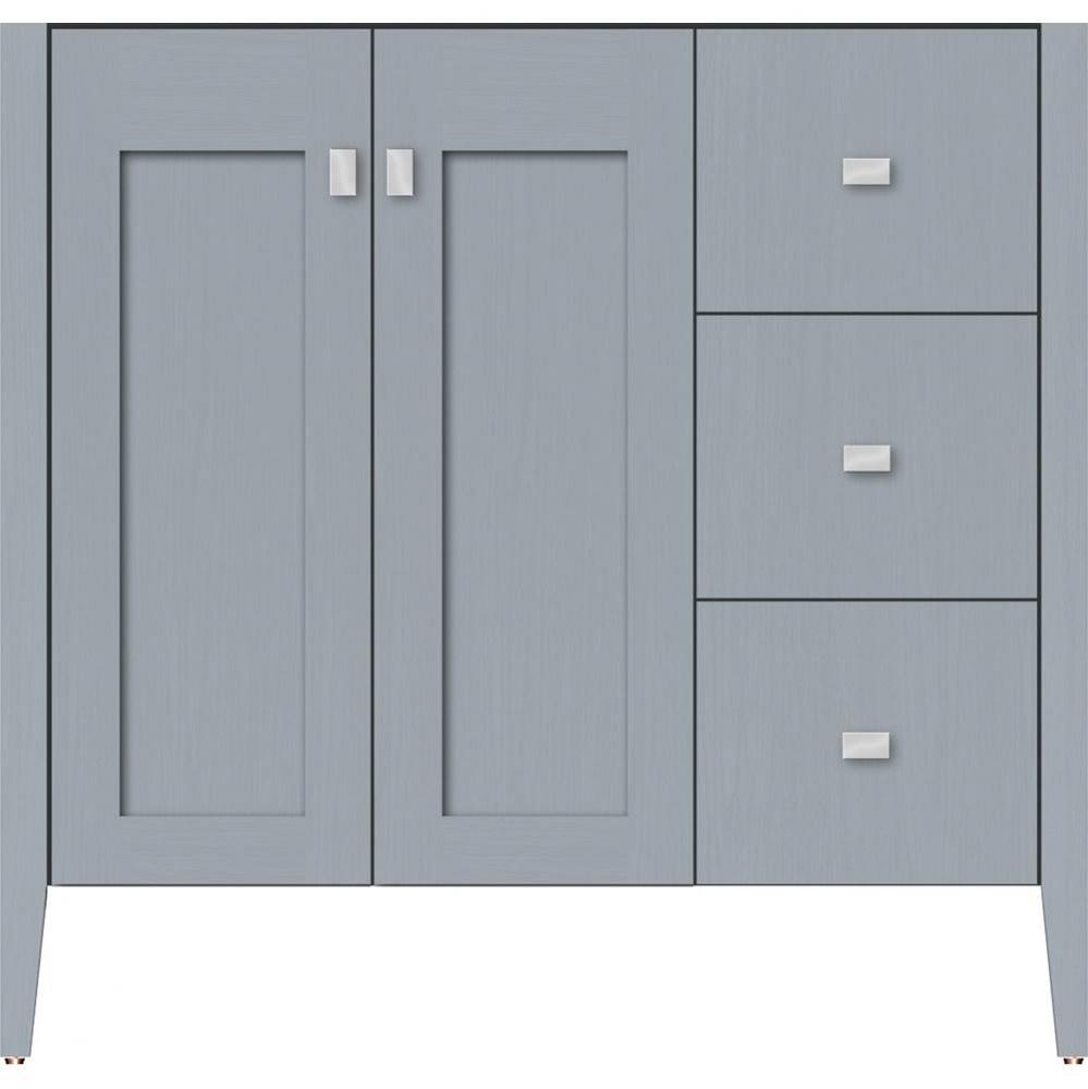 36 X 21.5 X 34.5 Newhalem Vanity Nh Shaker/Slab Silver Oak Rh