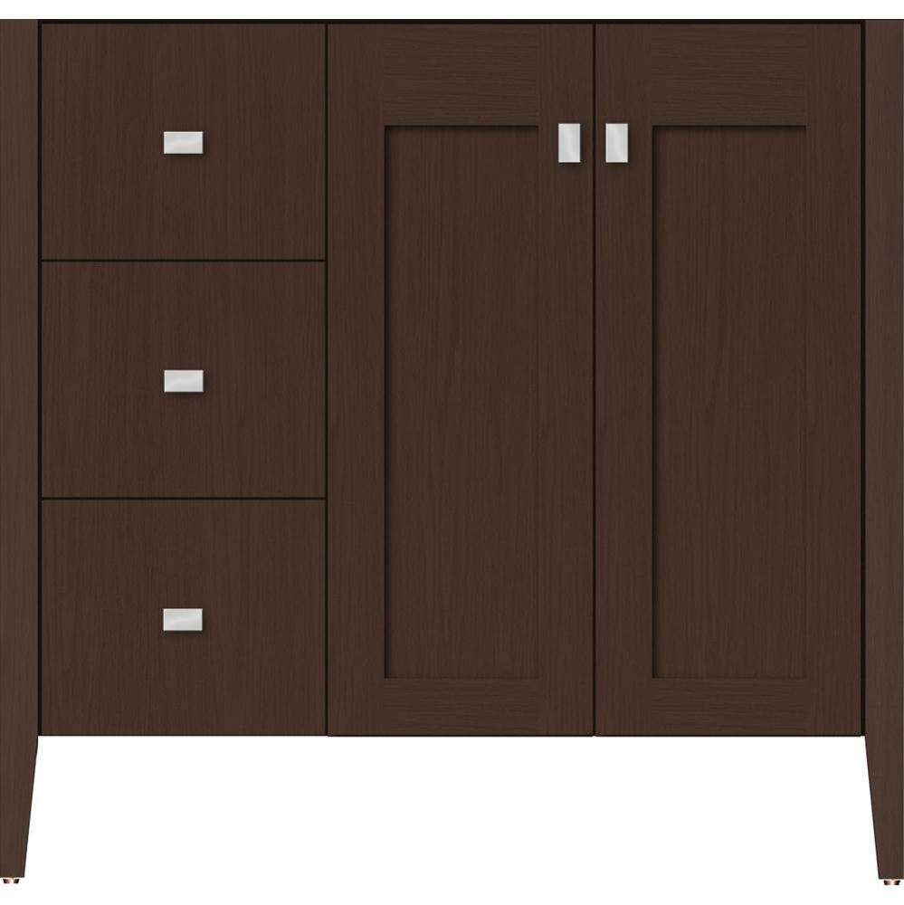 36 X 19 X 34.5 Newhalem Vanity Nh Shaker/Slab Choc Oak Lh