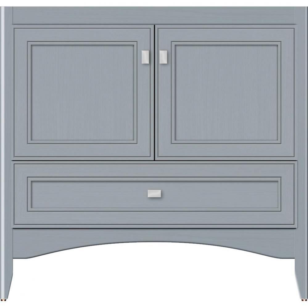 36 X 18 X 34.5 Wallingford Town Vanity Deco Miter Silver Oak 3 Drw