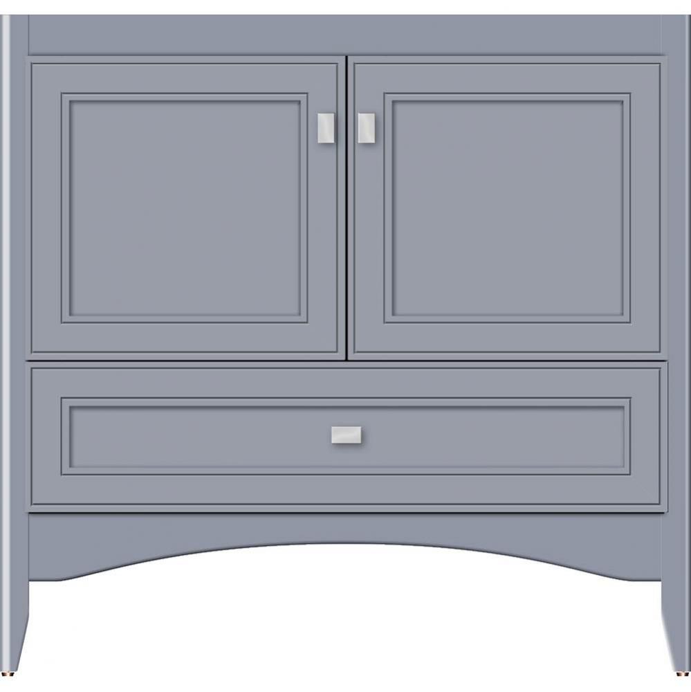 36 X 18 X 34.5 Wallingford Town Vanity Deco Miter Sat Silver 3 Drw