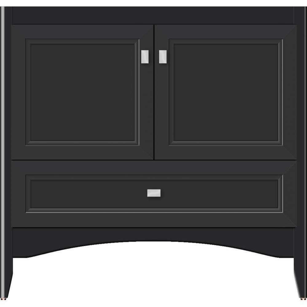 36 X 18 X 34.5 Wallingford Town Vanity Ogee Miter Sat Black 3 Drw