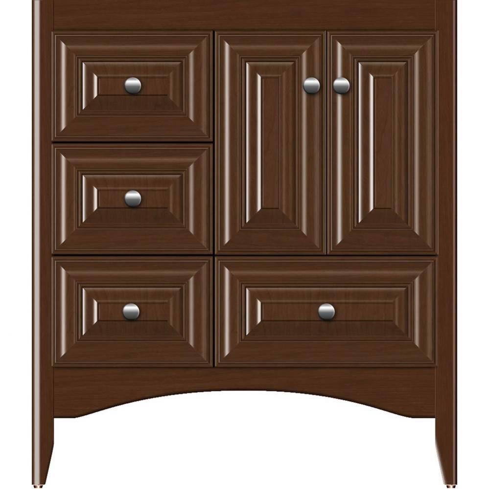 30 X 18 X 34.5 Wallingford Vanity Classic Miter Pecan Cherry Lh