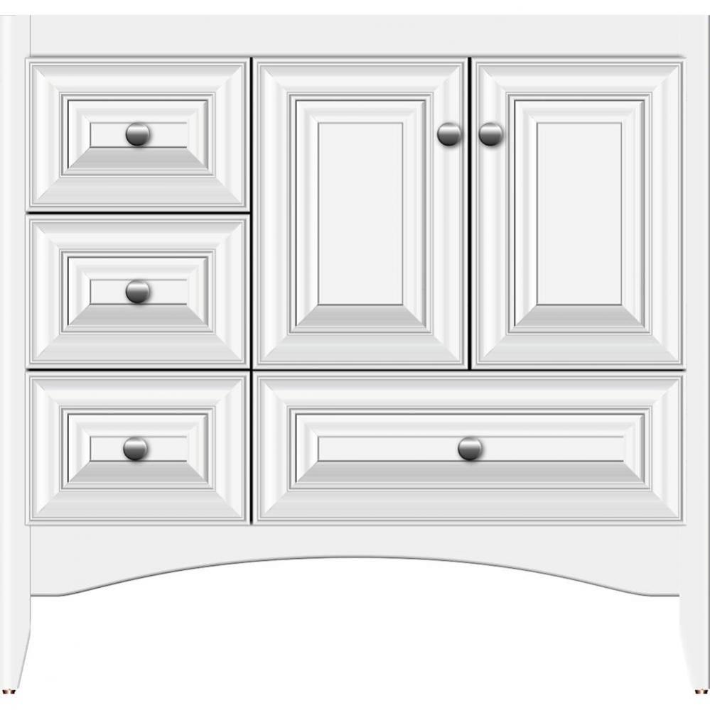 36 X 18 X 34.5 Wallingford Vanity Classic Miter Sat White Lh