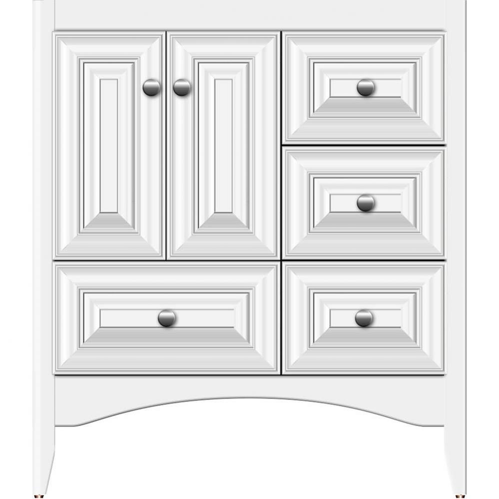 30 X 18 X 34.5 Wallingford Vanity Classic Miter Sat White Rh