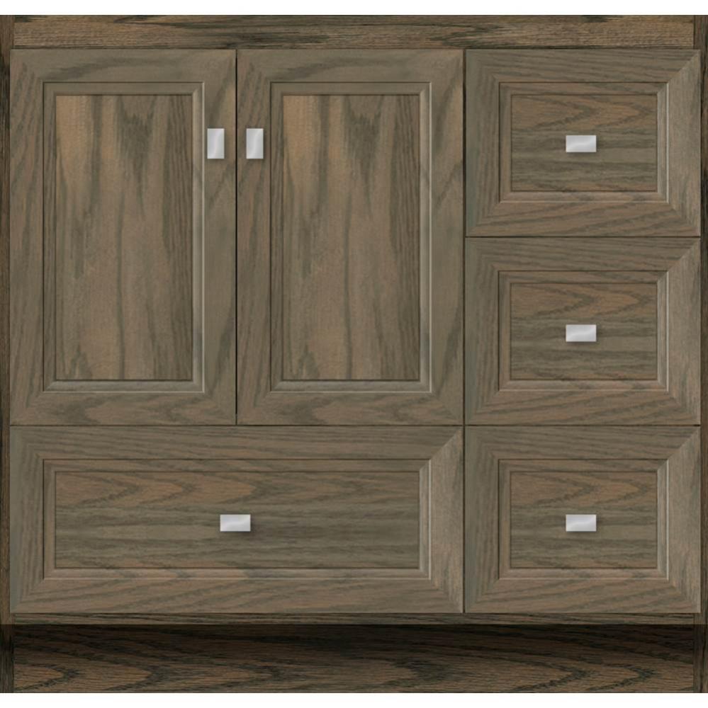 36 X 18 X 34.5 Montlake Vanity Ogee Miter Dusky Oak Rh