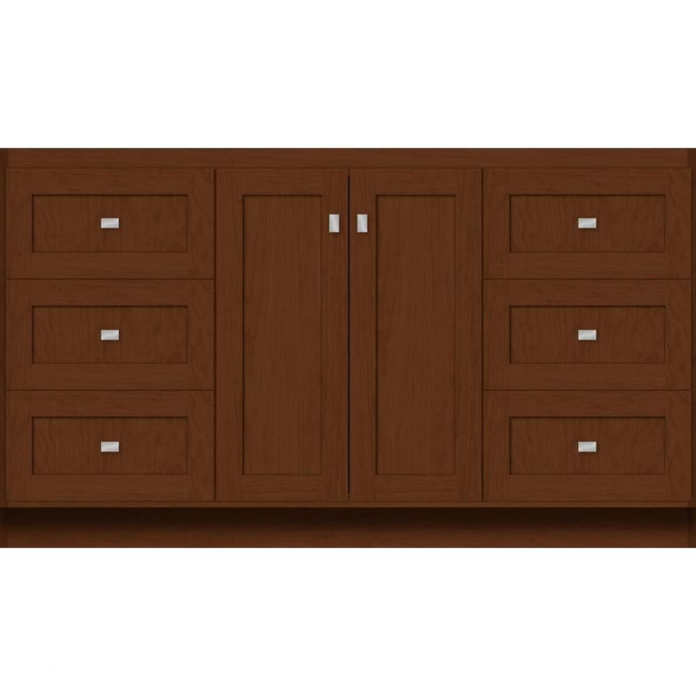 60 X 18 X 34.5 Montlake View Vanity Shaker Pecan Cherry Sb