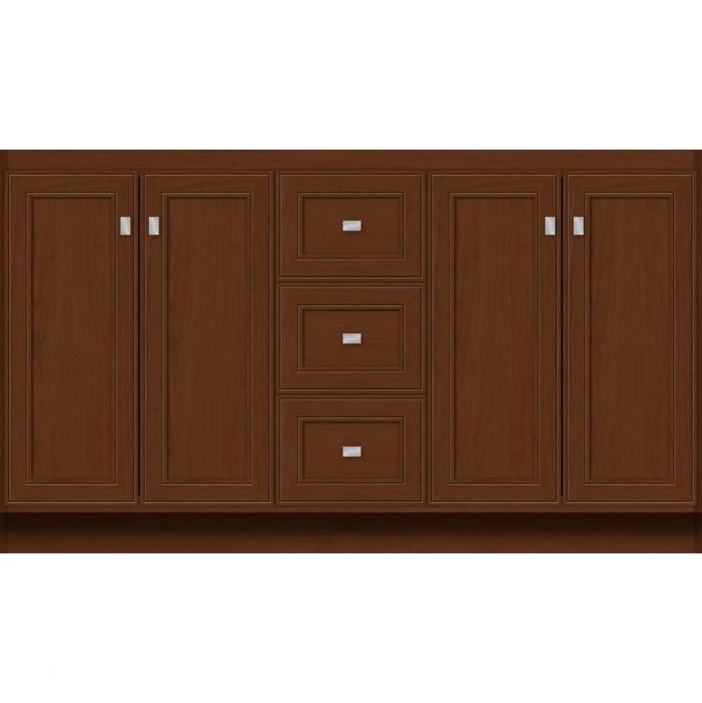 60 X 21 X 34.5 Montlake View Vanity Deco Miter Pecan Cherry Db