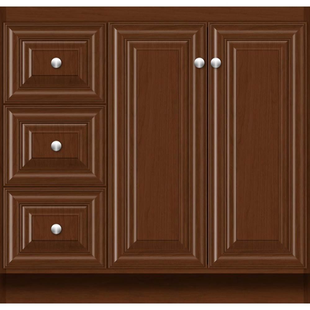 36 X 21 X 34.5 Montlake View Vanity Classic Miter Pecan Cherry Lh