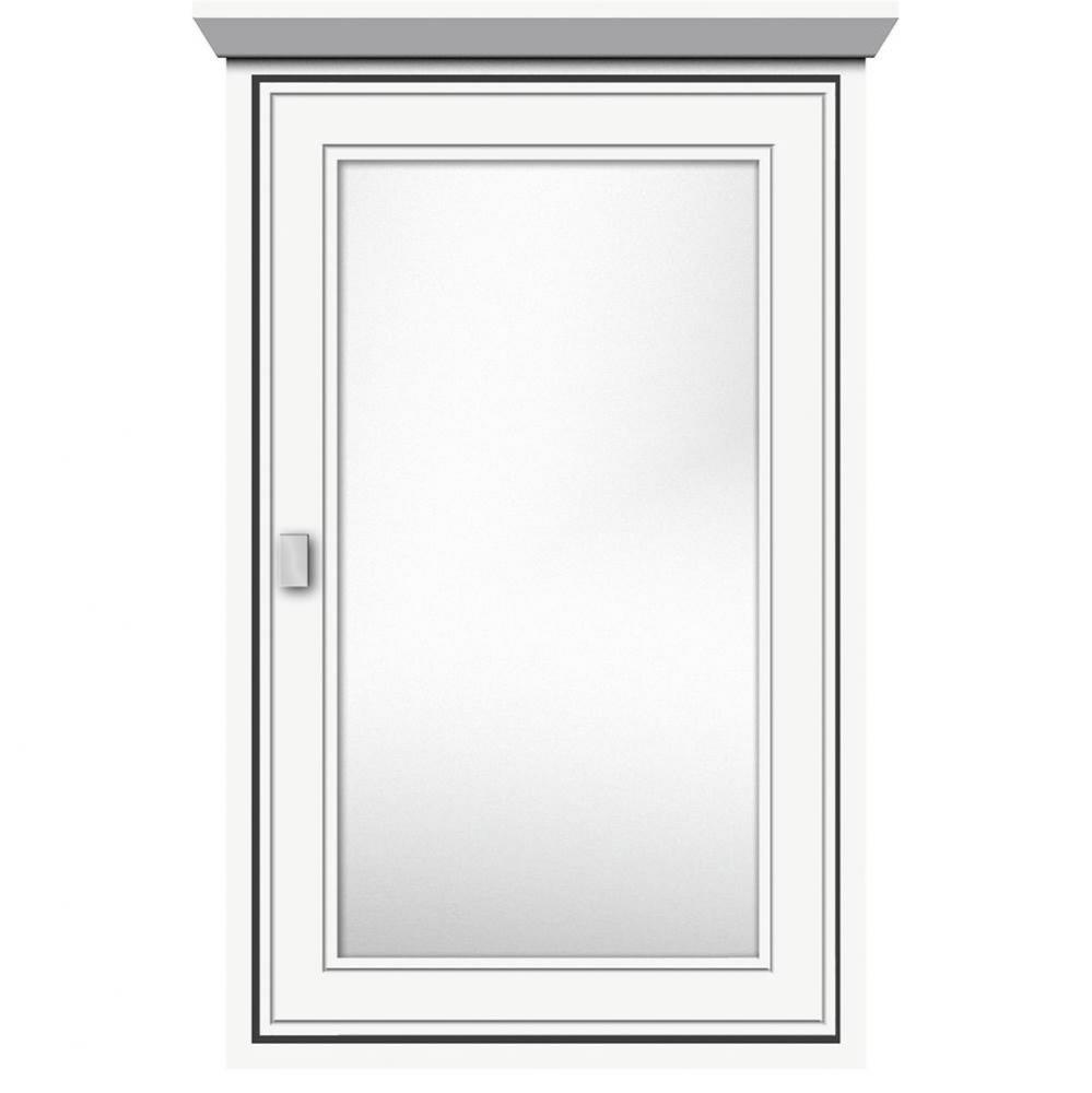 19 X 6.5 X 31.5 Inset Med Cab Single Door Deco Miter Sat White