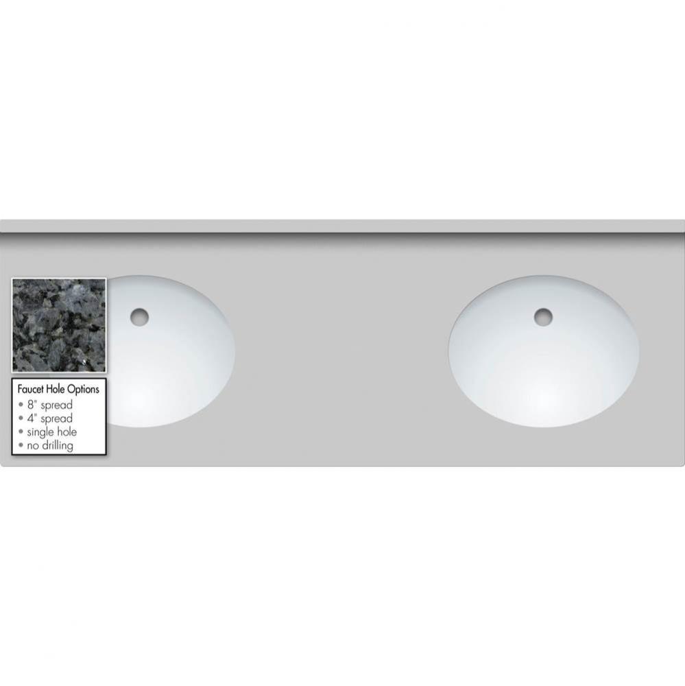 61 X 22 X 1.25 Countertop Granite Blue Pearl 2X Oval White
