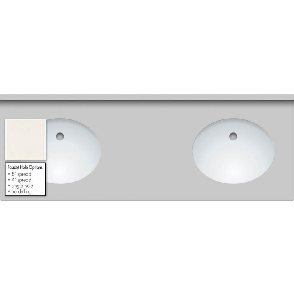 61 X 22 X 1.25 Countertop Quartz Lattice 2X Oval White