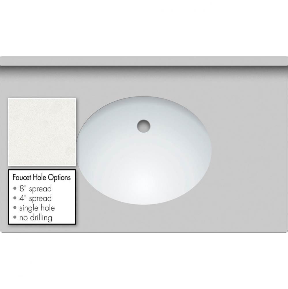 37 X 22 X 1.25 Countertop Quartz Cotton White Oval White