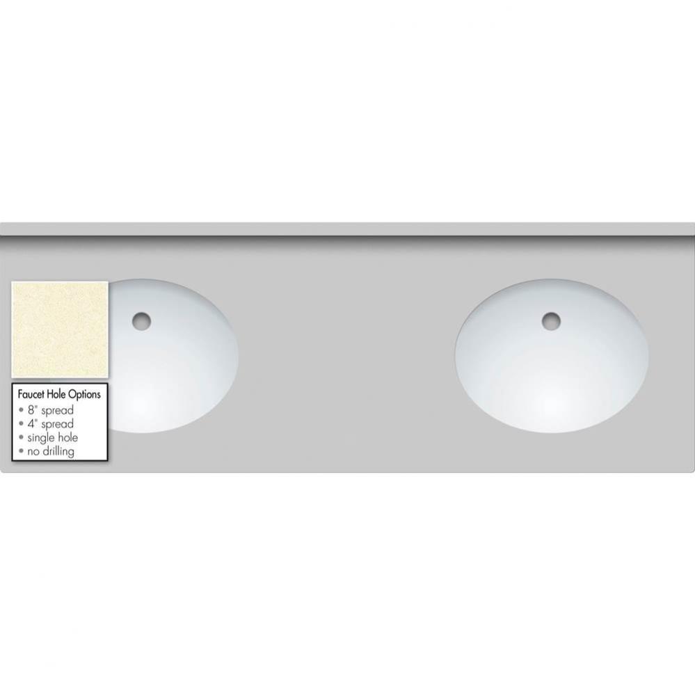 61 X 22 X 1.25 Countertop Quartz Botticcino 2X Oval White